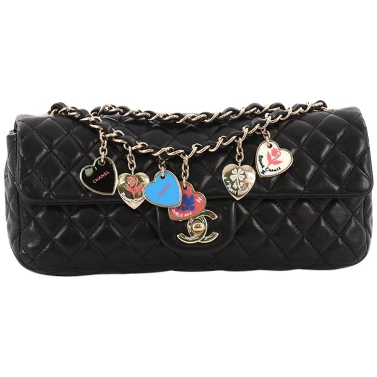 Chanel Valentine Hearts Flap Bag Quilted Lambskin East West at
