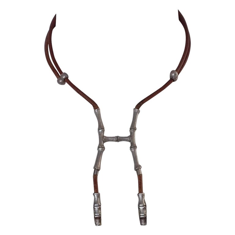 Hermès Paris Bambou Halter Necklace for scarf Collier Brown 
