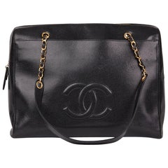 1997 Chanel Black Caviar Leather Vintage Timeless Shoulder Bag