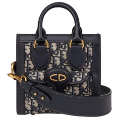 2017 Christian Dior Blue Monogram Canvas & Kalbsleder Mini Oblique Tote