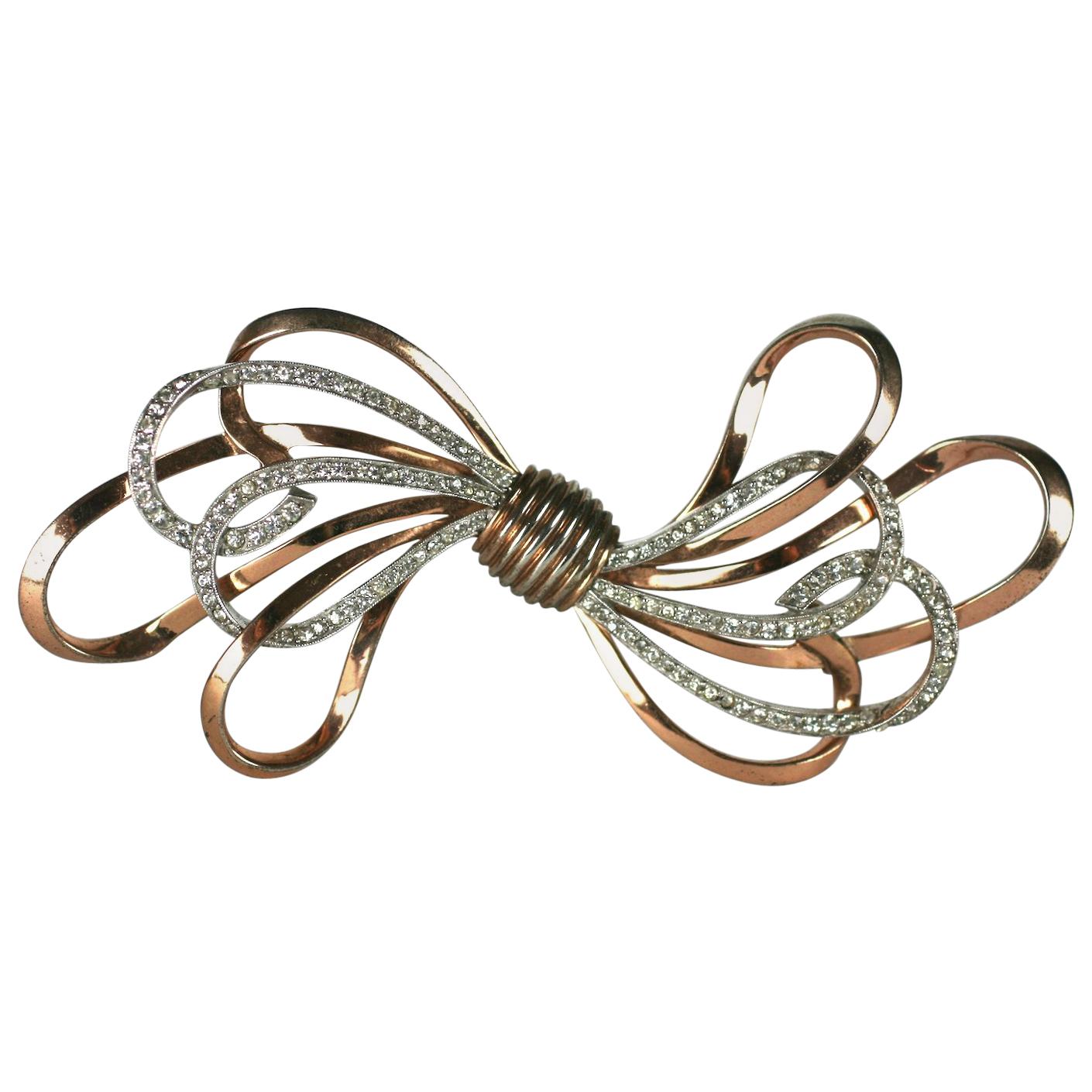 Pennino Sterling Retro Bow Brooch For Sale