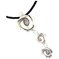 Turtle drop pendant, cast, sterling silver, Melanie Yazzie, new, Navajo, design