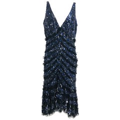 Theia Sequin Evening Cocktail Dress in Black and Blue 12