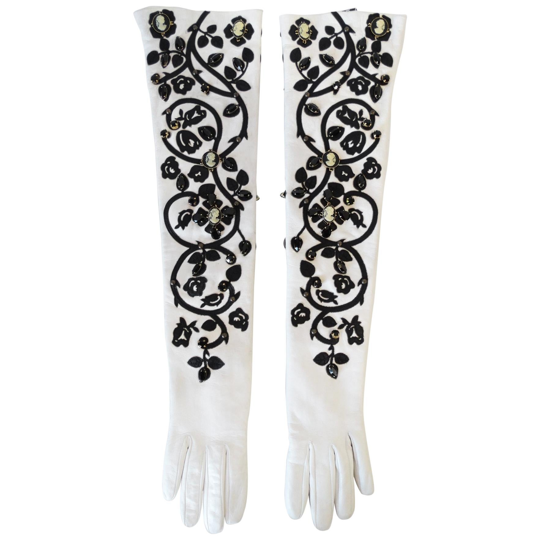 Dolce & Gabbana Dark Gray Viscose Elbow Length Mitten Men Gloves main image 1