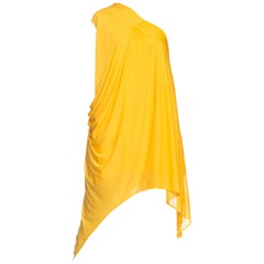 Yigal Azrouel 80s Style One Shoulder Yellow Jersey Dress