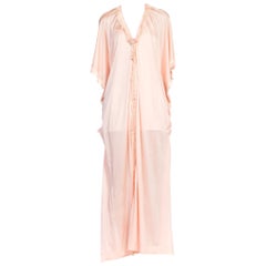 1920s Fine Silk Jersey Robe Kaftan With Fringe