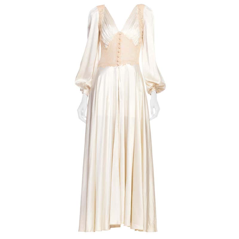 1930s 1940s Satin and Lace Negligee Slip Dress Robe at 1stDibs | 1940s ...
