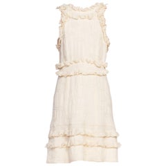 Olivier Theyskens Rochas Deconstructed Ruffled Cream Silk Dress