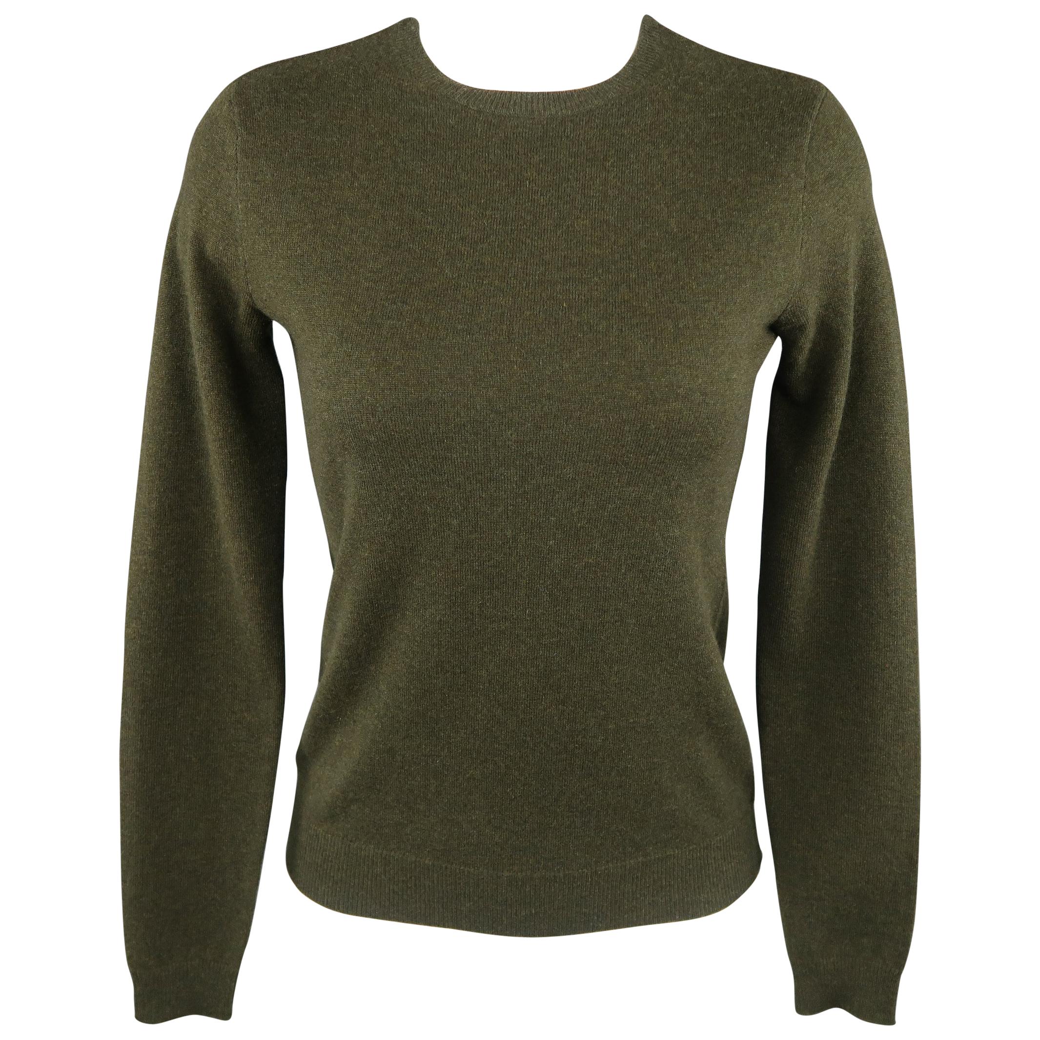 RALPH LAUREN Size S Olive Green Cashmere Crewneck Pullover Sweater