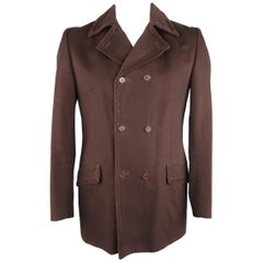 GIGLI 40 Brown Solid Cotton Corduroy Coat