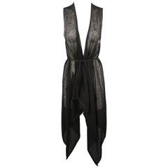 FORME 3’3204322896 Size S Black Linen / Cotton Draped Tie Vest