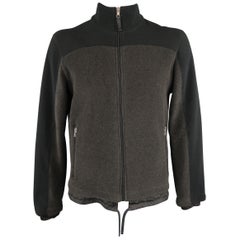 PRADA XL Black & Charcoal Two Toned Fleece Jacket