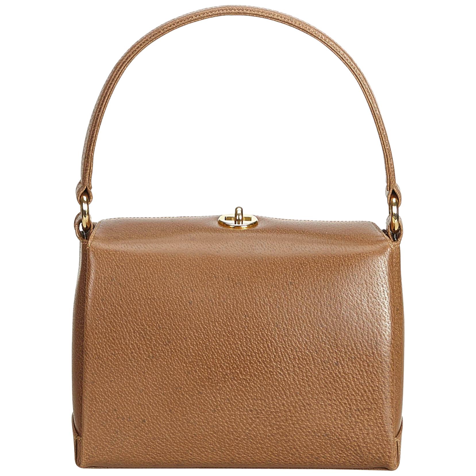 Gucci Brown x Light Brown Old Gucci Leather Handbag