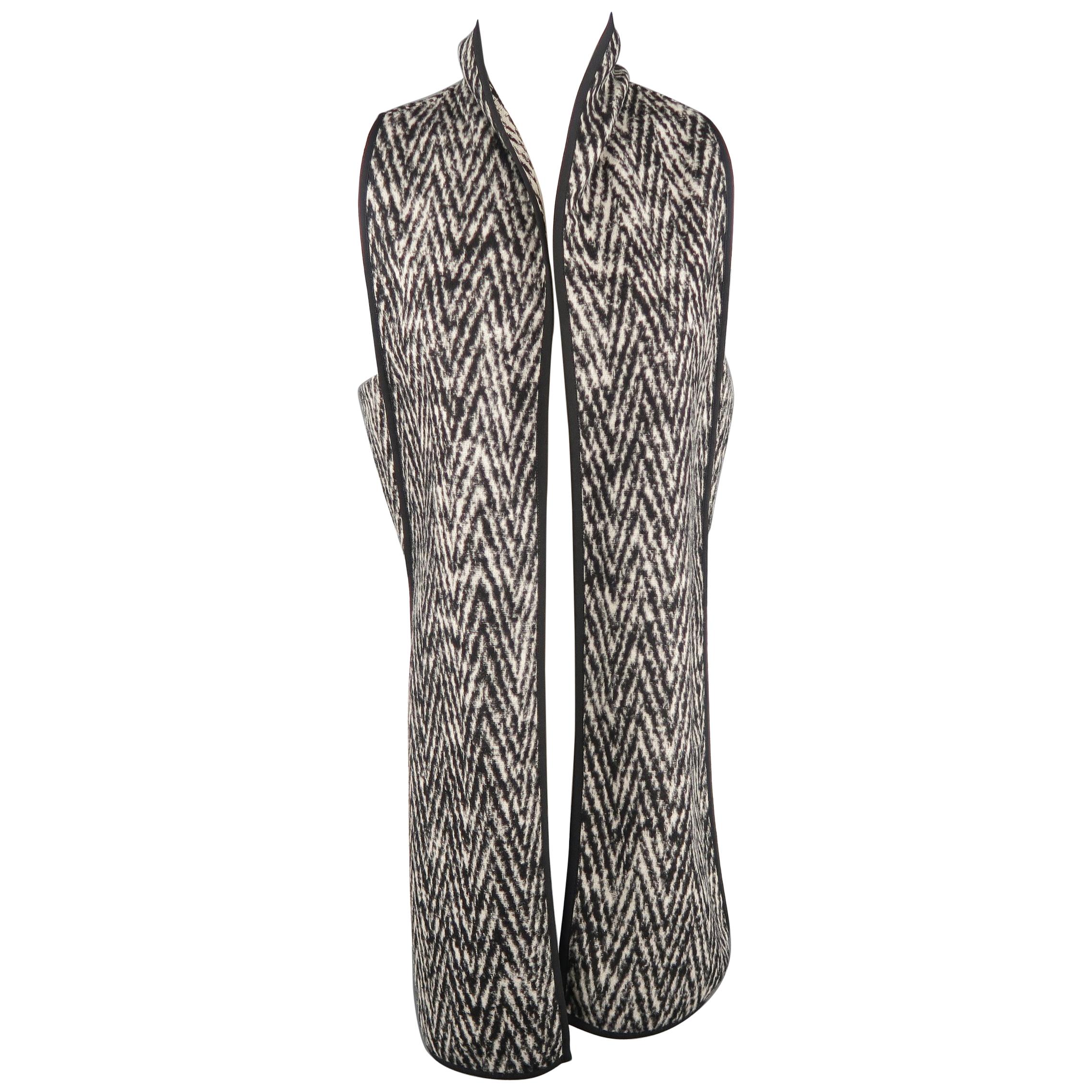 MARISSA WEBB Size S Black & White Chevron Wool Blend Geometric Vest
