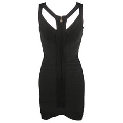 HERVE LEGER Size S Black Bandage Sleeveless Cutout Cocktail Dress