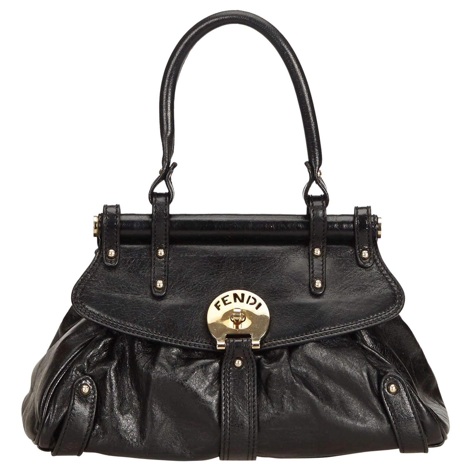 Fendi Black Leather Handbag For Sale