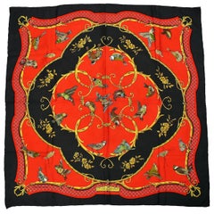 Hermes Vintage Jacquard Silk Carre Scarf La Cle des Champs by Francoise Faconnet