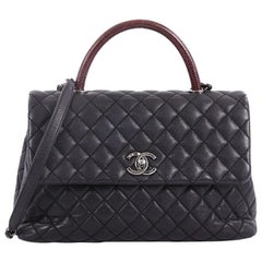 Chanel Coco Top Handle Bag Quilted Caviar with Lizard Medium