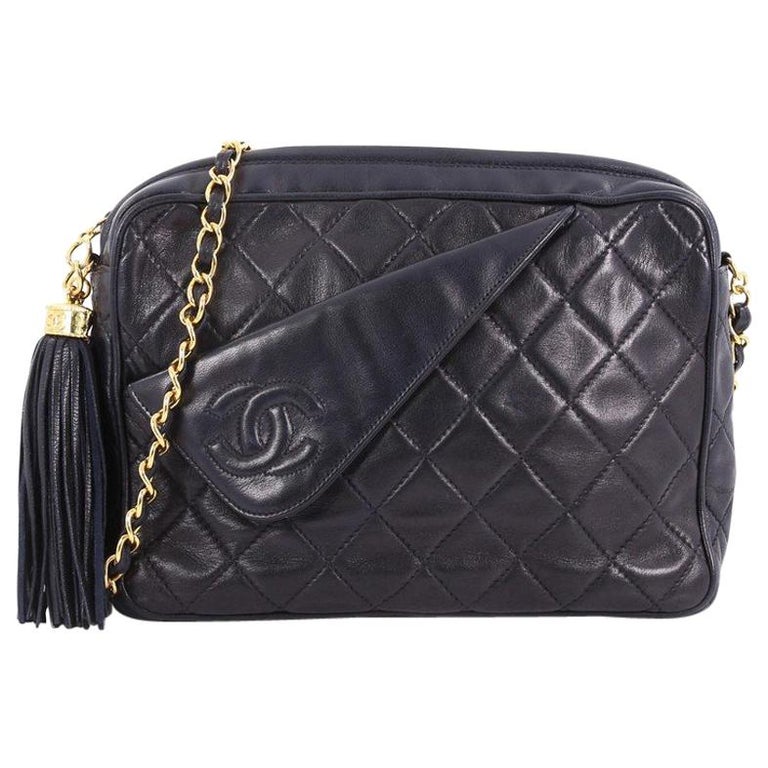 Chanel Vintage Camera Tassel Bag Quilted Leather Medium at 1stdibs