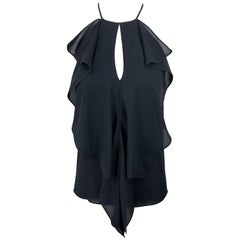 Michael Kors Collection Early 2000s Size 2 / 4 Black Silk Chiffon Sleeveless Top