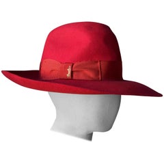 Retro  Red Borsalino Alessandria Felt Fedora Hat