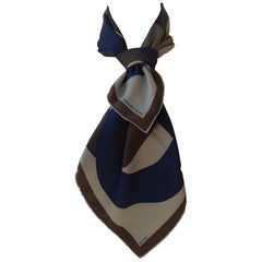 Hermès Silk Scarf Chaine D'ancre Pattern Green Khaki Blue 70 cm