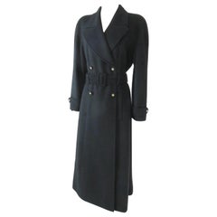 Chanel Black Belted Cashmere Long Coat