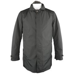 EREDI PISANO L Black Collared 2 in 1 Detachable Liner Car Rain Coat