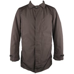 Men's EREDI PISANO L Brown Collared 2 in 1 Detachable Liner Car Rain Coat