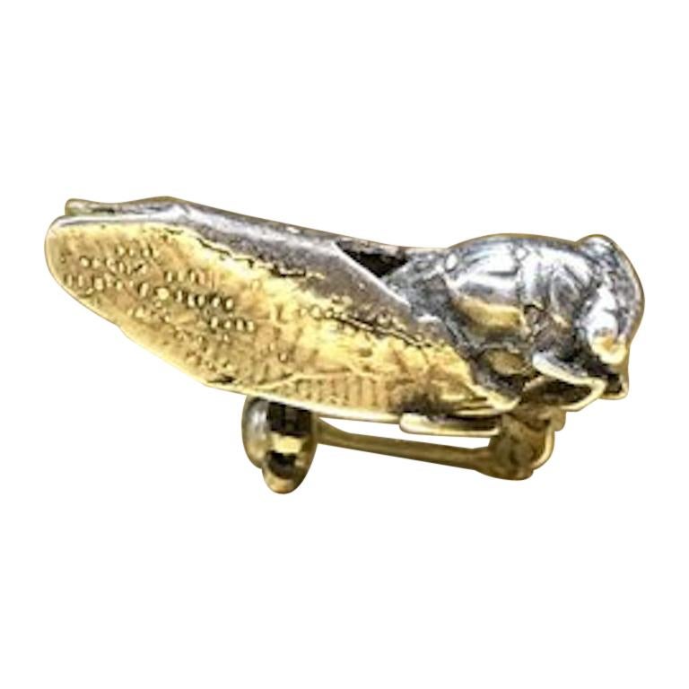 Antique Art Nouveau Sterling Silver Cicada Insect Pin Christmas Gift Ideas For Sale