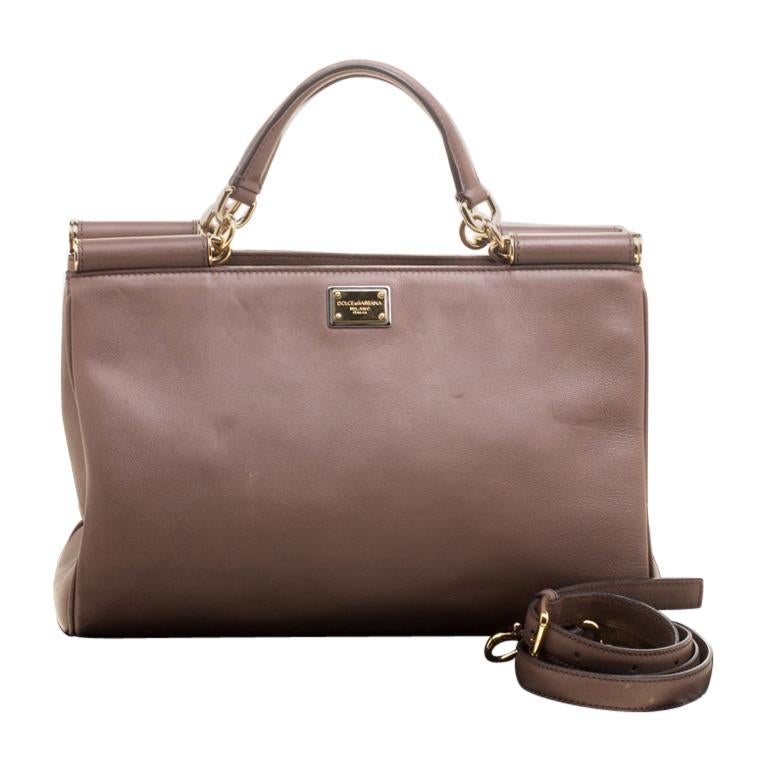 Dolce and Gabbana Brown Leather Miss Sicily Tote