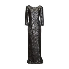 Gucci Metallic Animal Pattern Lurex Jacquard Long Sleeve Gown S