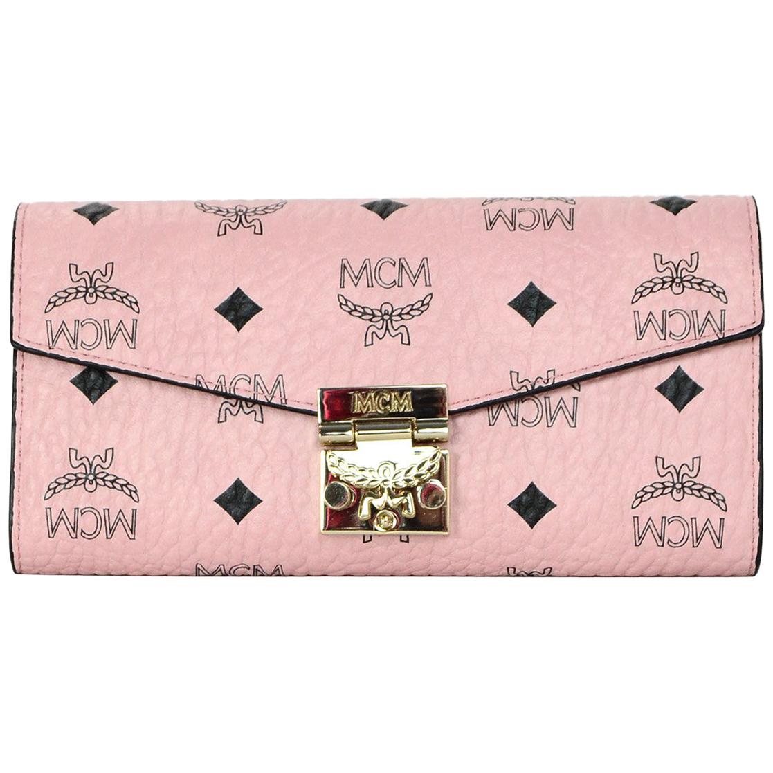 MCM Pink/Black Monogram Patricis Visetos Large Chain Wallet WOC Crossbody  Bag For Sale at 1stDibs