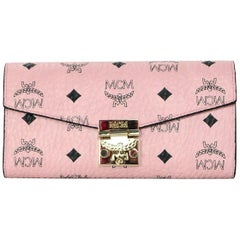 MCM Pink/Black Monogram Patricis Visetos Large Chain Wallet WOC Crossbody Bag