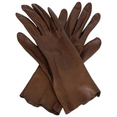 Chocolate Kidskin Gauntlet-Length Dress Gloves, 1950s