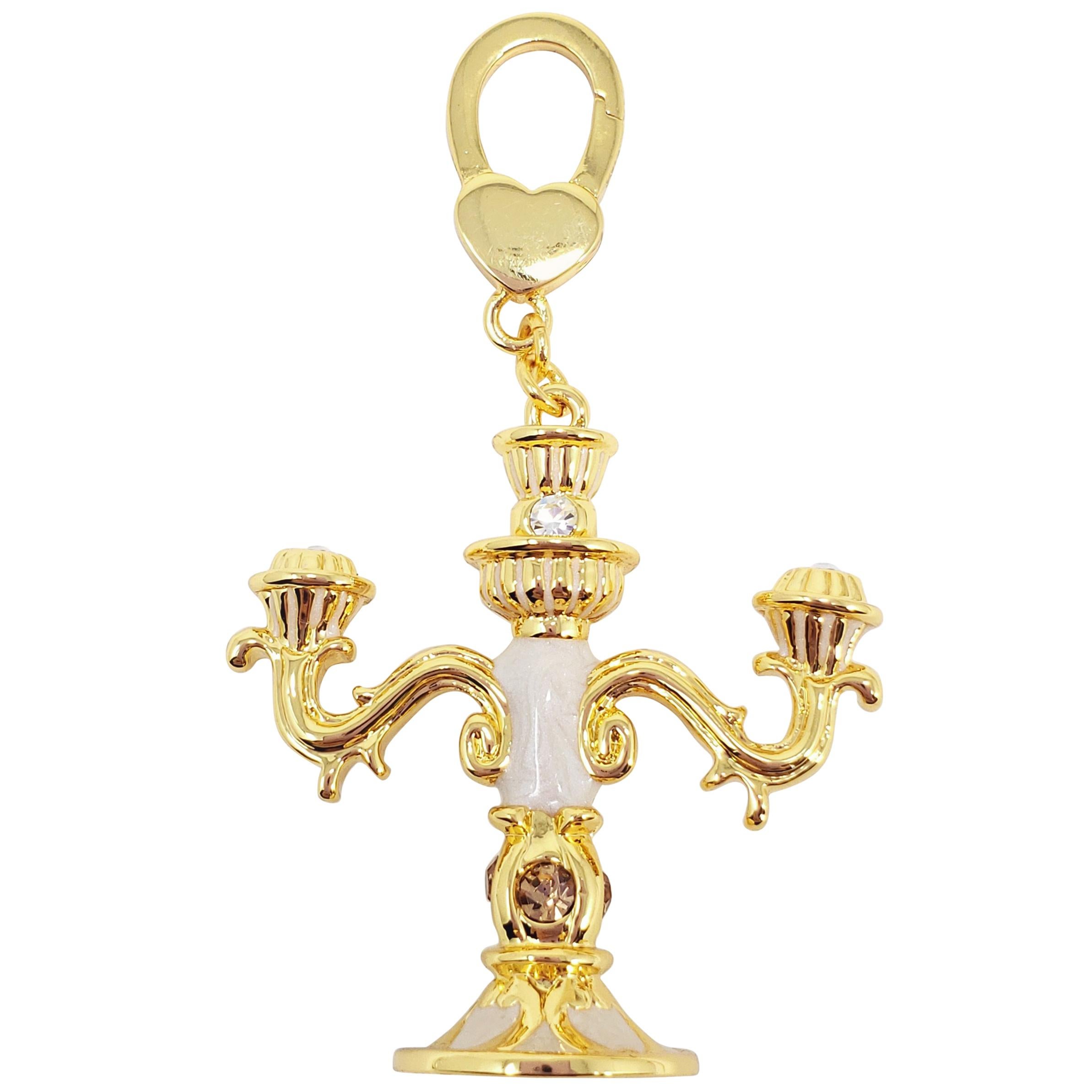 Jay Strongwater Candlestick Charm in Gold, with Enamel and Crystals