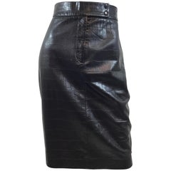 Ralph Lauren Collection Leather Skirt with Croc Design at 1stDibs