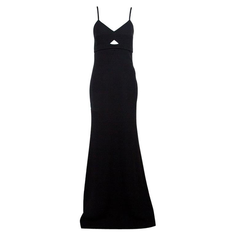 Victoria Beckham Black Double Crepe Cutout Detail Sleeveless Maxi Dress M