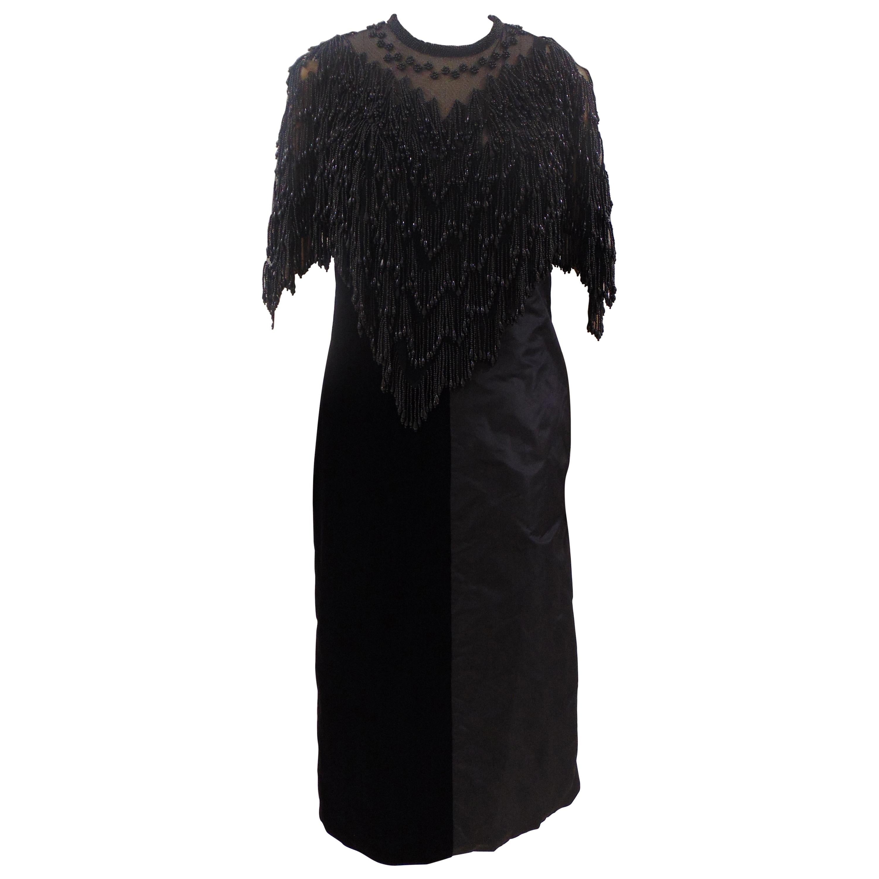 Linea Barberini haute couture Velvet Silk Black Dress For Sale