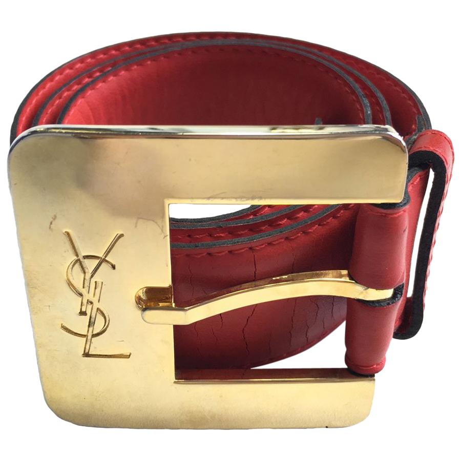  YVES SAINT LAURENT Belt in Red Leather Size 75/30