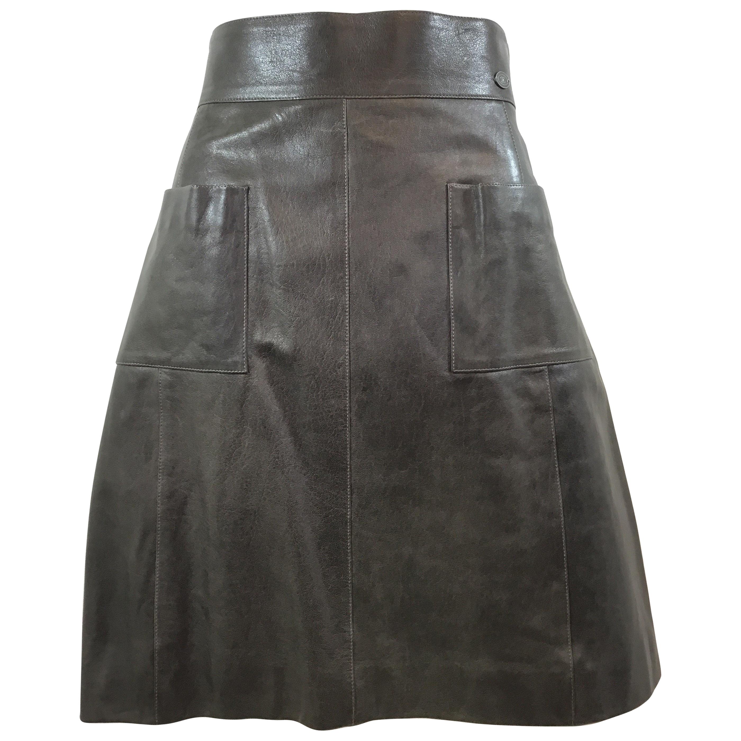 Chanel 2007 A Lambskin Leather Skirt