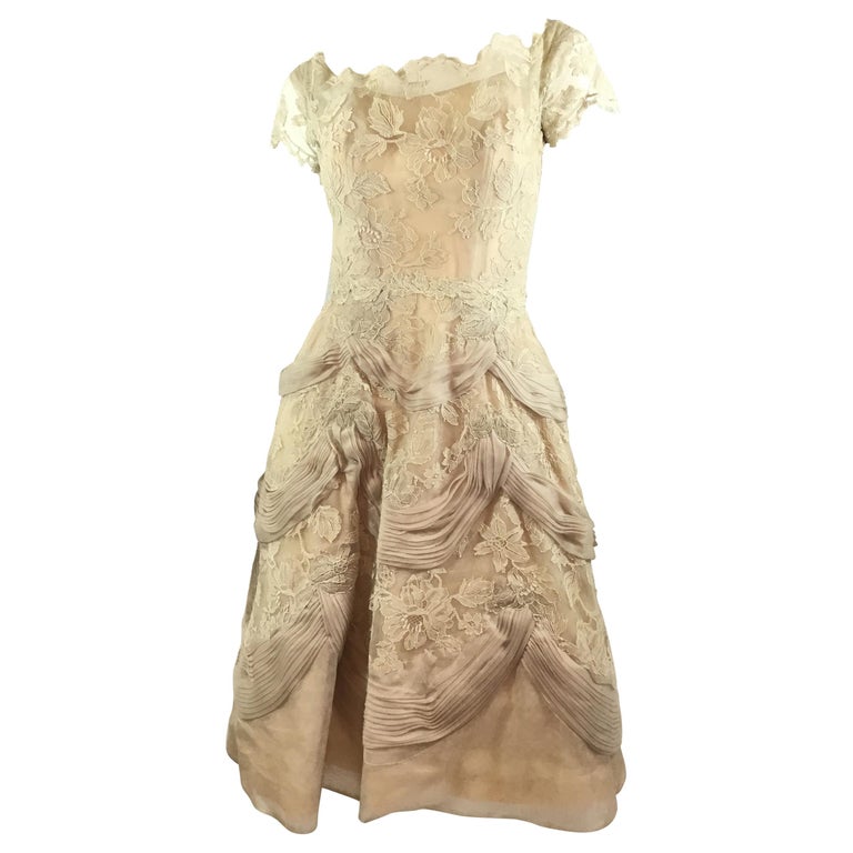 Ceil Chapman Lace Vintage Dress For Sale