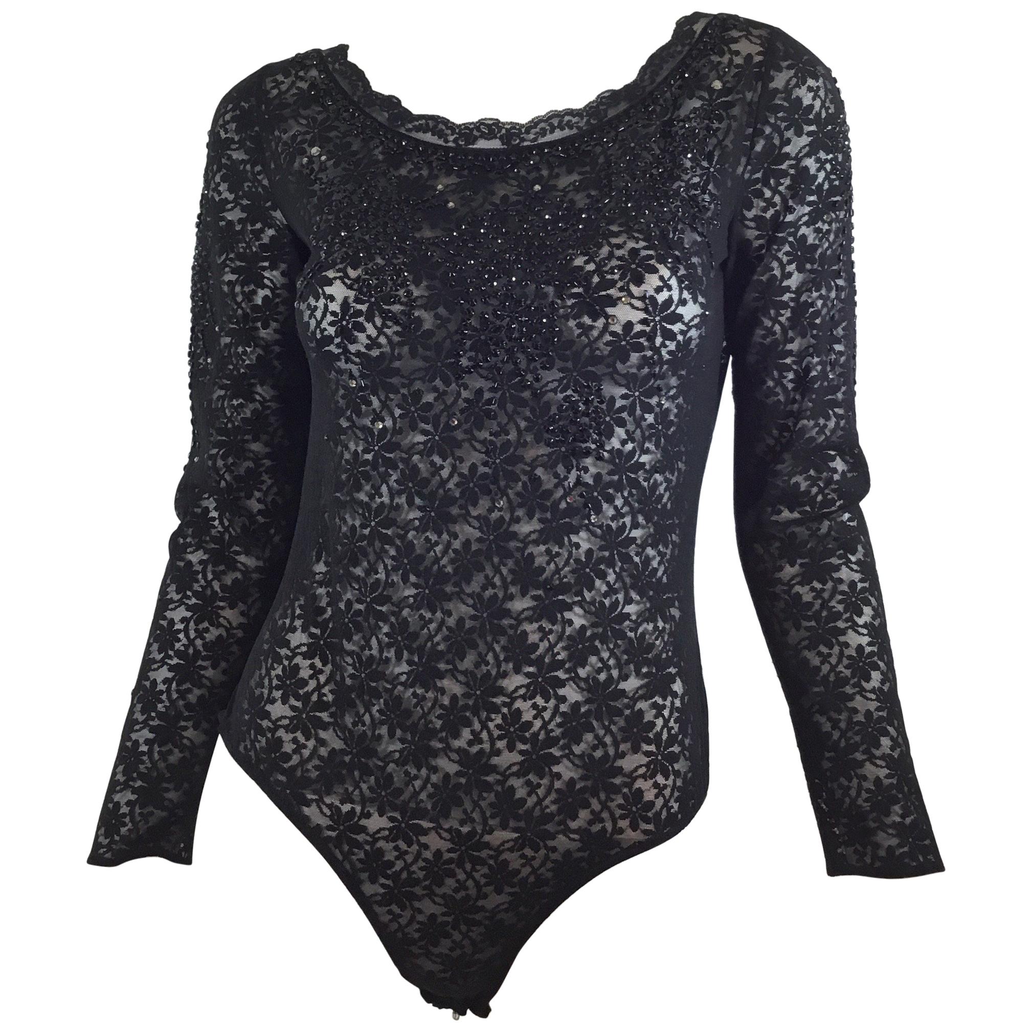 Giorgio Sant’Angelo Vintage Beaded Lace Bodysuit For Sale at 1stDibs ...