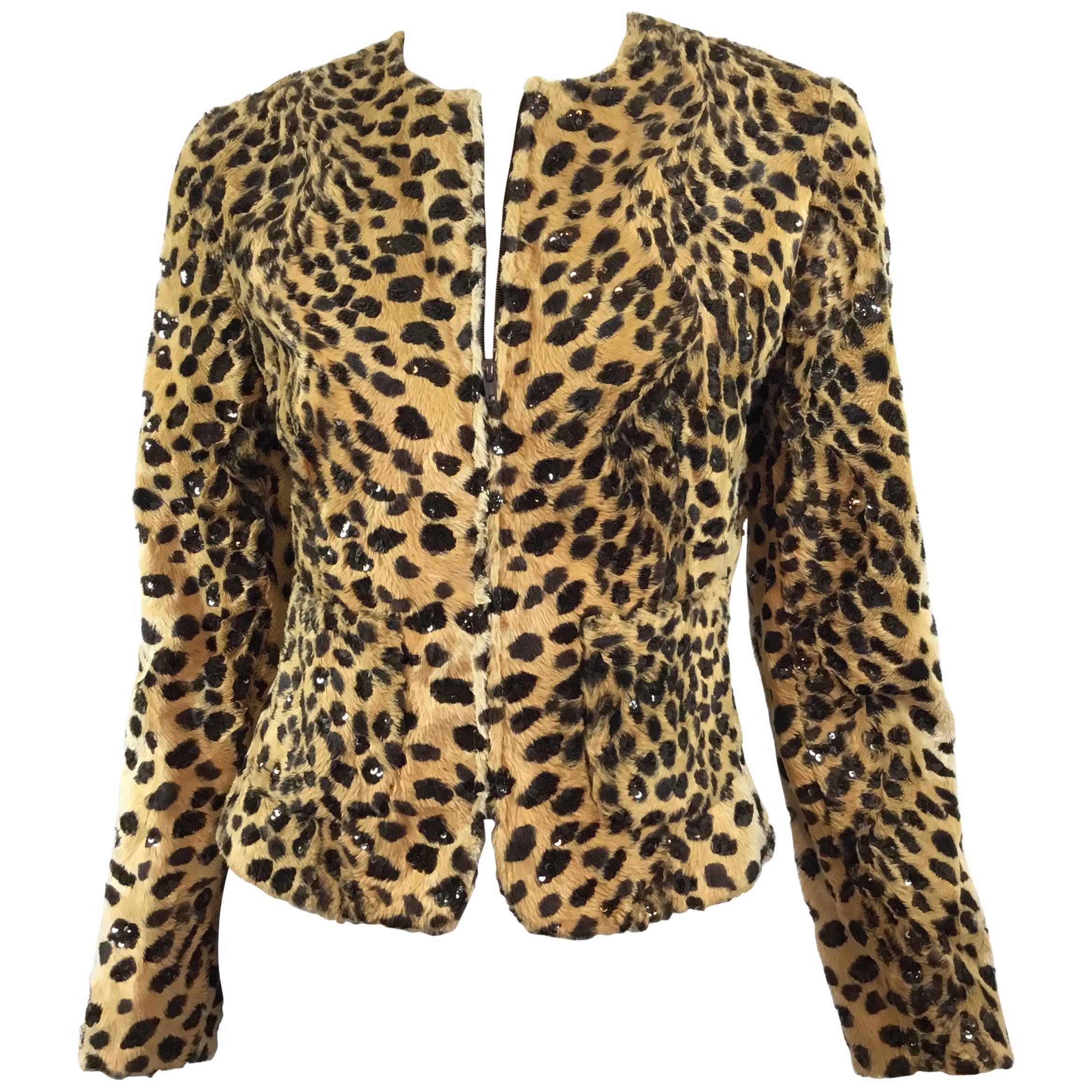 Valentino Leopard Print Jacket with Sequins