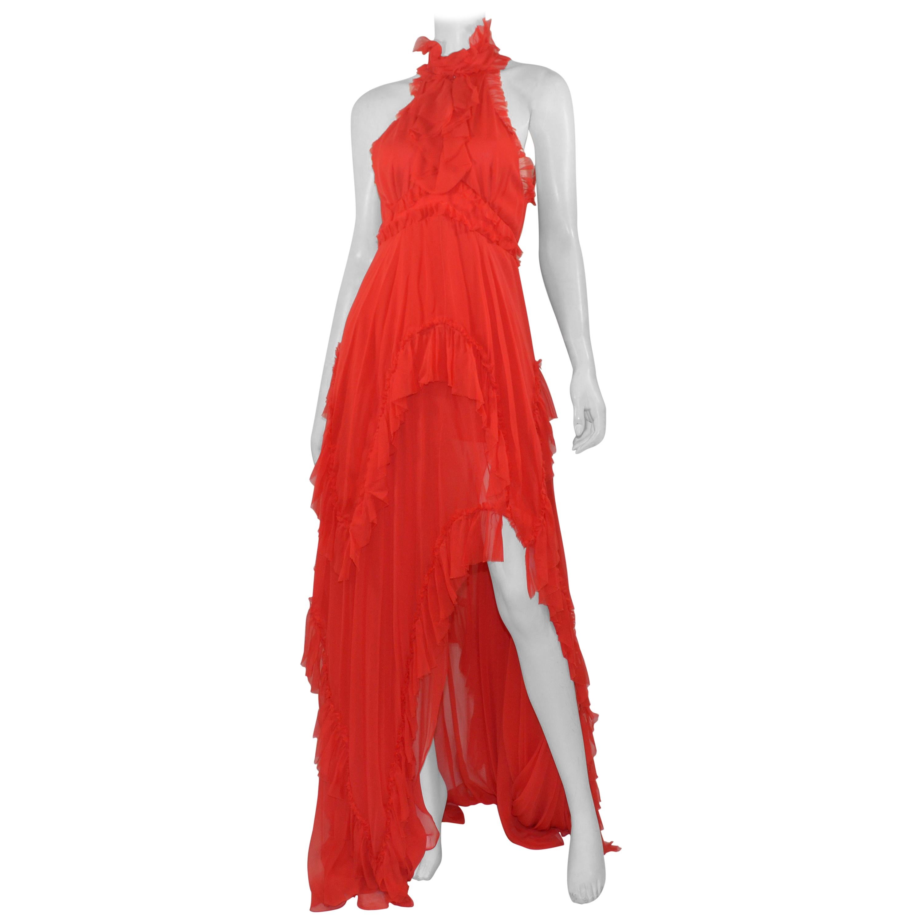 Peter Dundas for Emilio Pucci Silk Chiffon Halter Gown Fall 2015