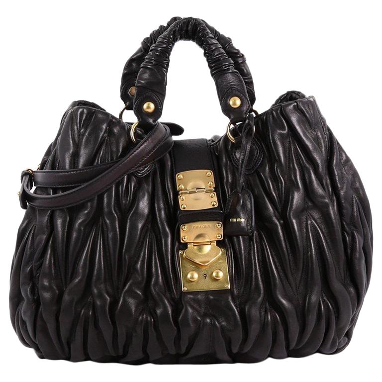 Miu Miu Coffer Convertible Satchel Matelasse Leather Large