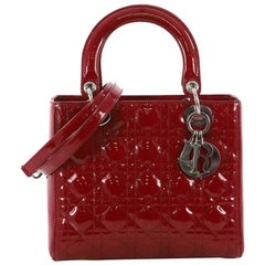 Christian Dior Lady Dior Handbag Cannage Quilt Patent Medium