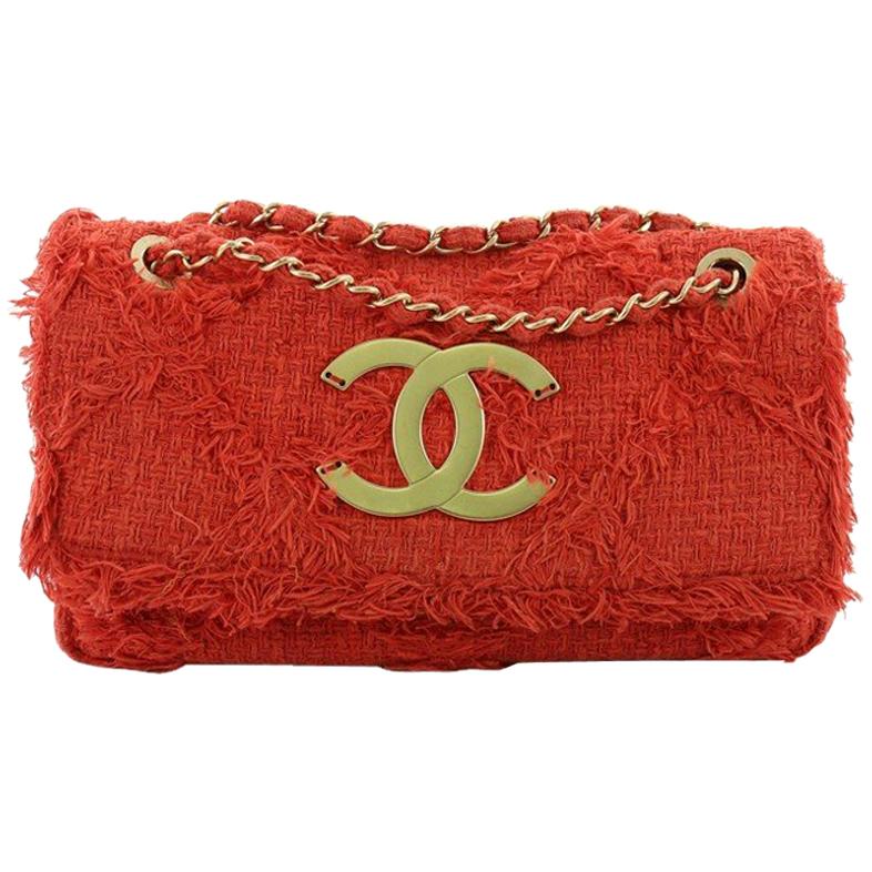 Chanel Nature Flap Bag Quilted Tweed Medium