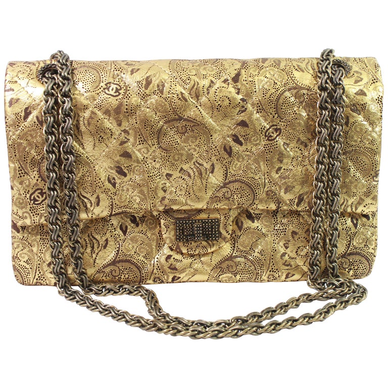 Chanel Paris Moscow Collection 2.55 Golden leather Bag at 1stDibs