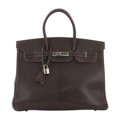 Hermes Birkin Handbag Cocoan Chevre de Coromandel with Palladium Hardware 35